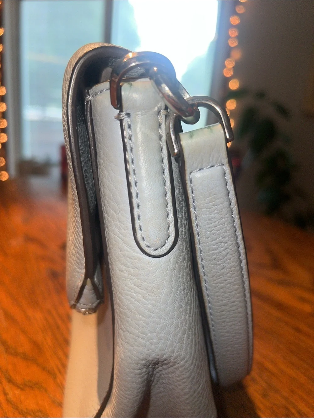 kate spade Pebbled Leather Shoulder Bag in Light Gray